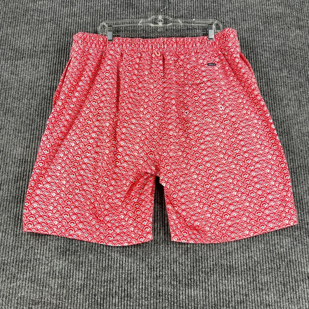 Johnnie O‎ Swim Trunks Shorts Mens 2XL XXL Red Geometric Beach Ocean Pool